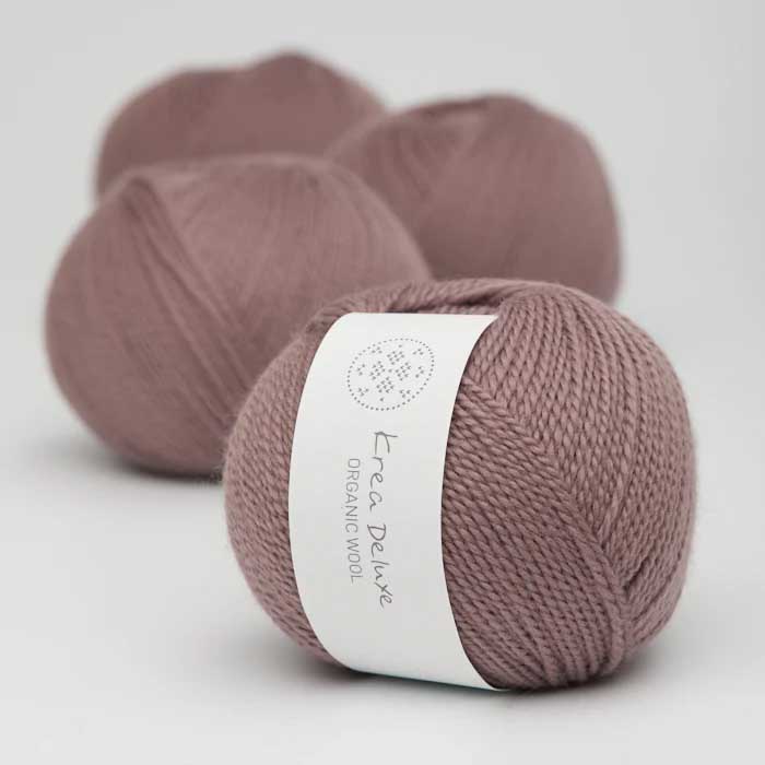 Krea deluxe Organic wool 1 Mörk stövet rosa 16 Stickwick yarn & design Garnbutik i Göteborg Sweden