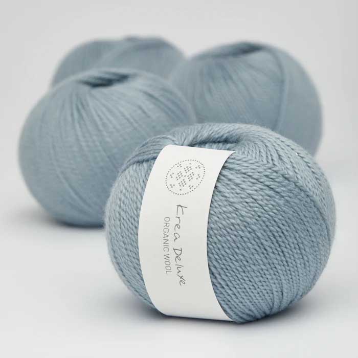 Krea deluxe Organic wool 1 Stövet ljusblå 25 Stickwick yarn & design Garnbutik i Göteborg Sweden