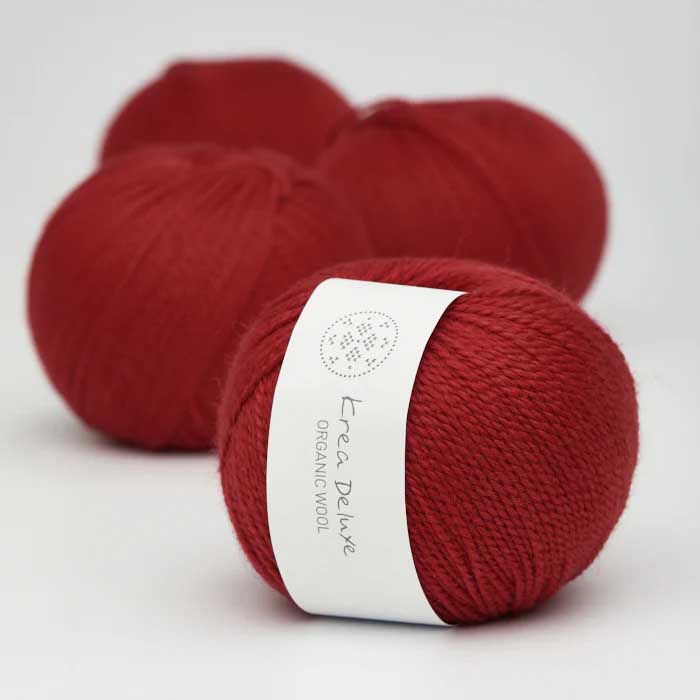 Krea deluxe Organic wool 1 Röd 35 Stickwick yarn & design Garnbutik i Göteborg Sweden