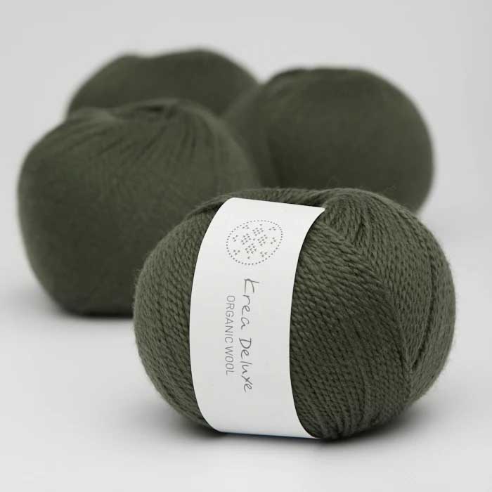 Krea deluxe Organic wool 1 Army grön 36 Stickwick yarn & design Garnbutik i Göteborg Sweden