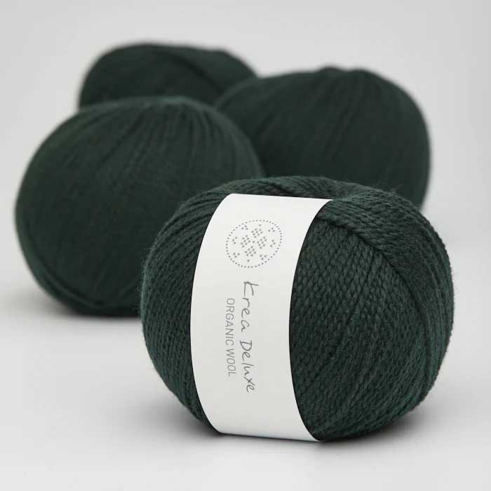 Krea deluxe Organic wool 1 Flaskgrön 45 Stickwick yarn & design Garnbutik i Göteborg Sweden