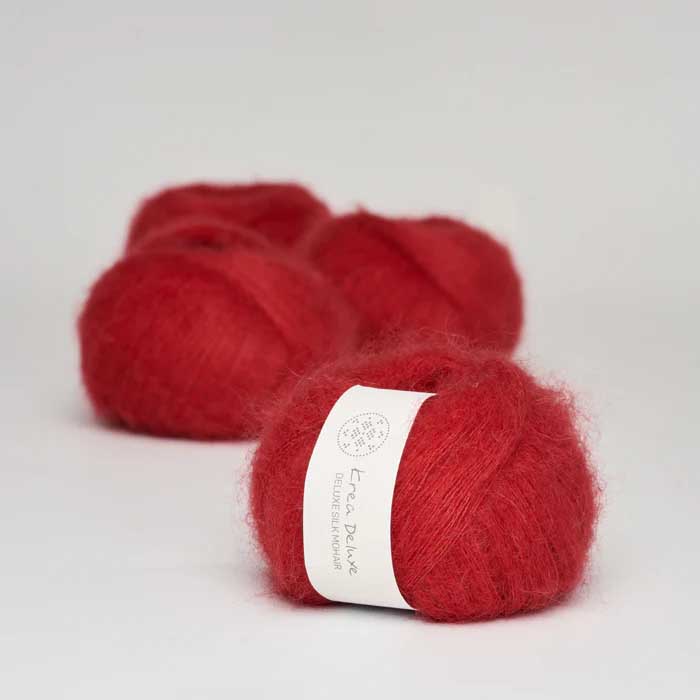 Krea deluxe Silk mohair Röd 35 Stickwick yarn & design Garnbutik i Göteborg Sweden