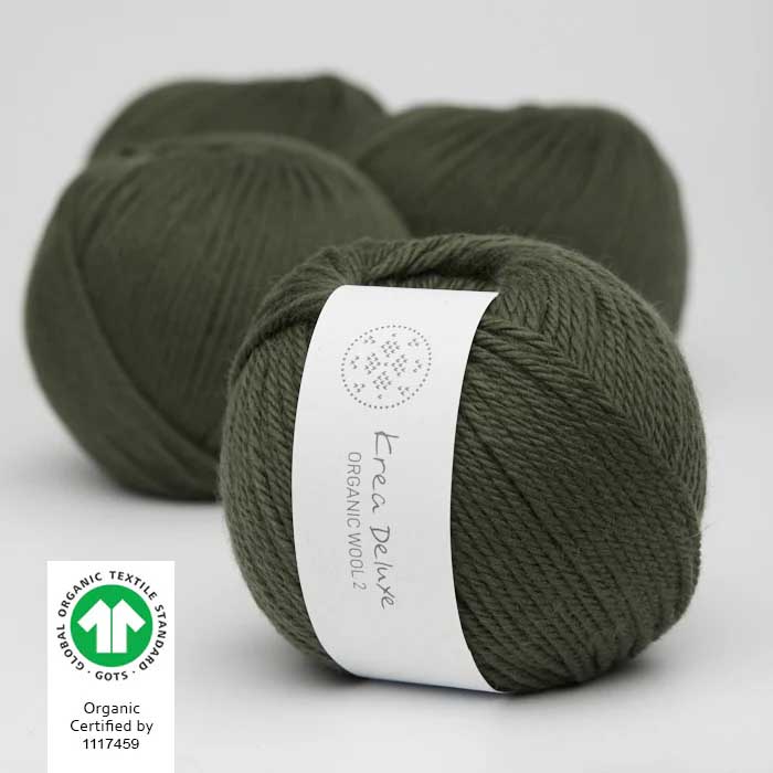 Krea deluxe Organic wool 2 Armégrön 36 Stickwick yarn & design Garnbutik i Göteborg Sweden