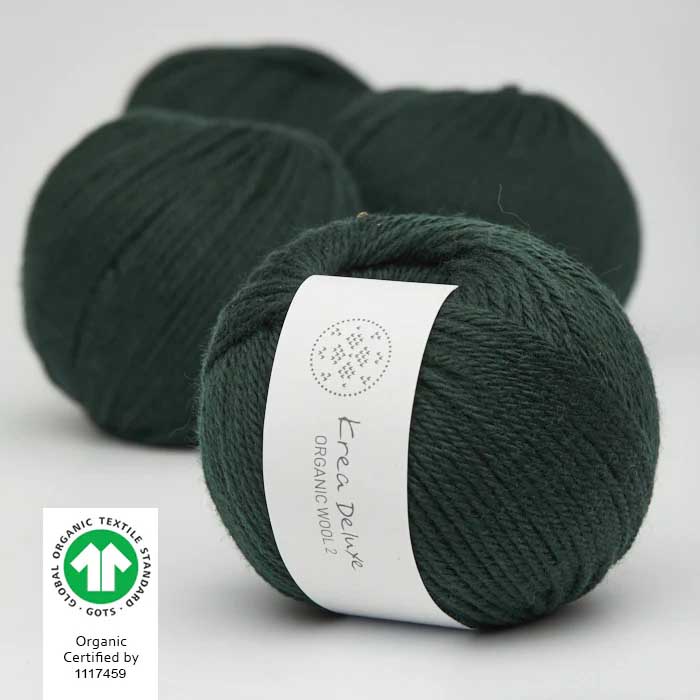 Krea deluxe Organic wool 2 Flaskgrön 45 Stickwick yarn & design Garnbutik i Göteborg Sweden