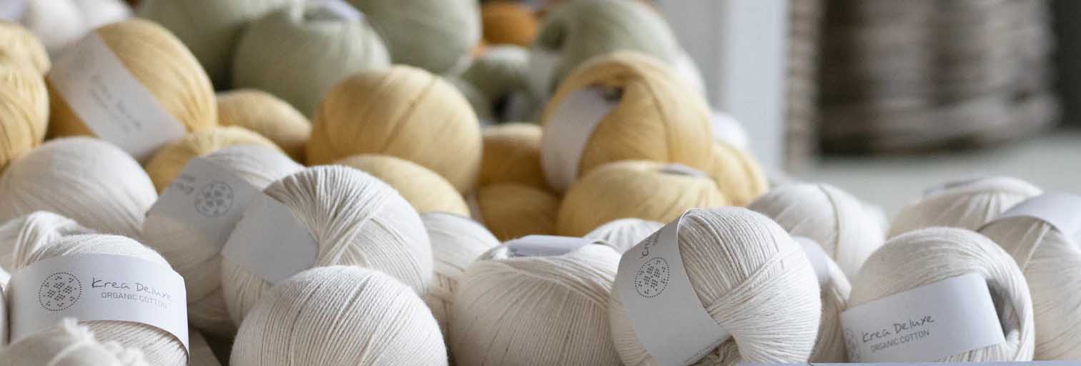 Krea deluxe Silk mohair, Wool 1 och Wool 2 Stickwick yarn & design Garnbutik i Göteborg Sweden