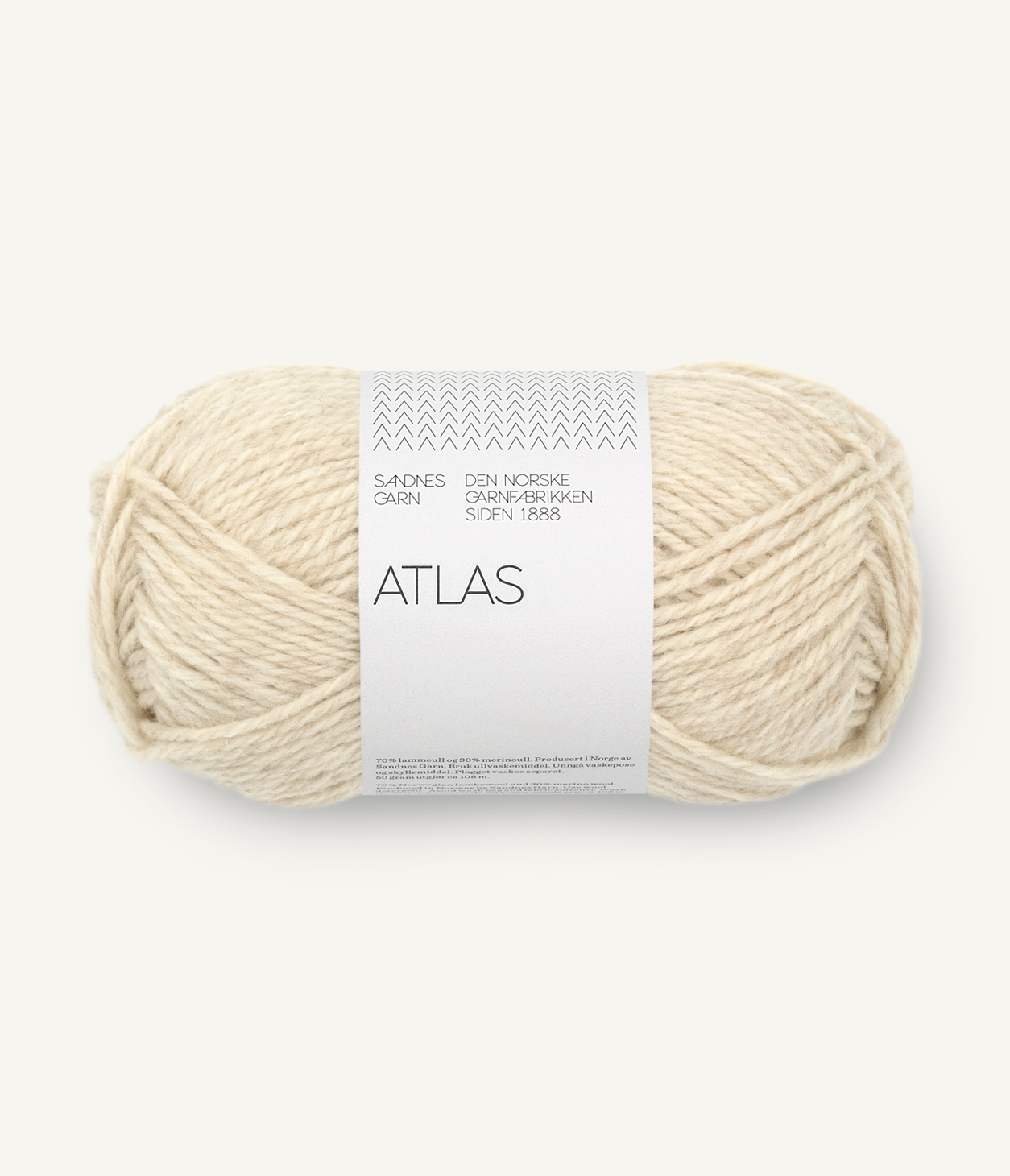 Sandnes Atlas 2641 Natural white melange. Stickwick yarn & design garnbutik i Göteborg.