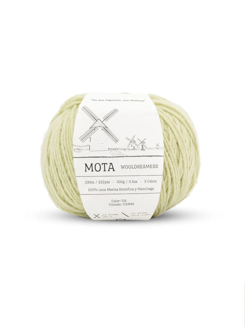 Wooldreamers Mota Ljusgrön 114. Stickwick yarn & design garnbutik i Göteborg.