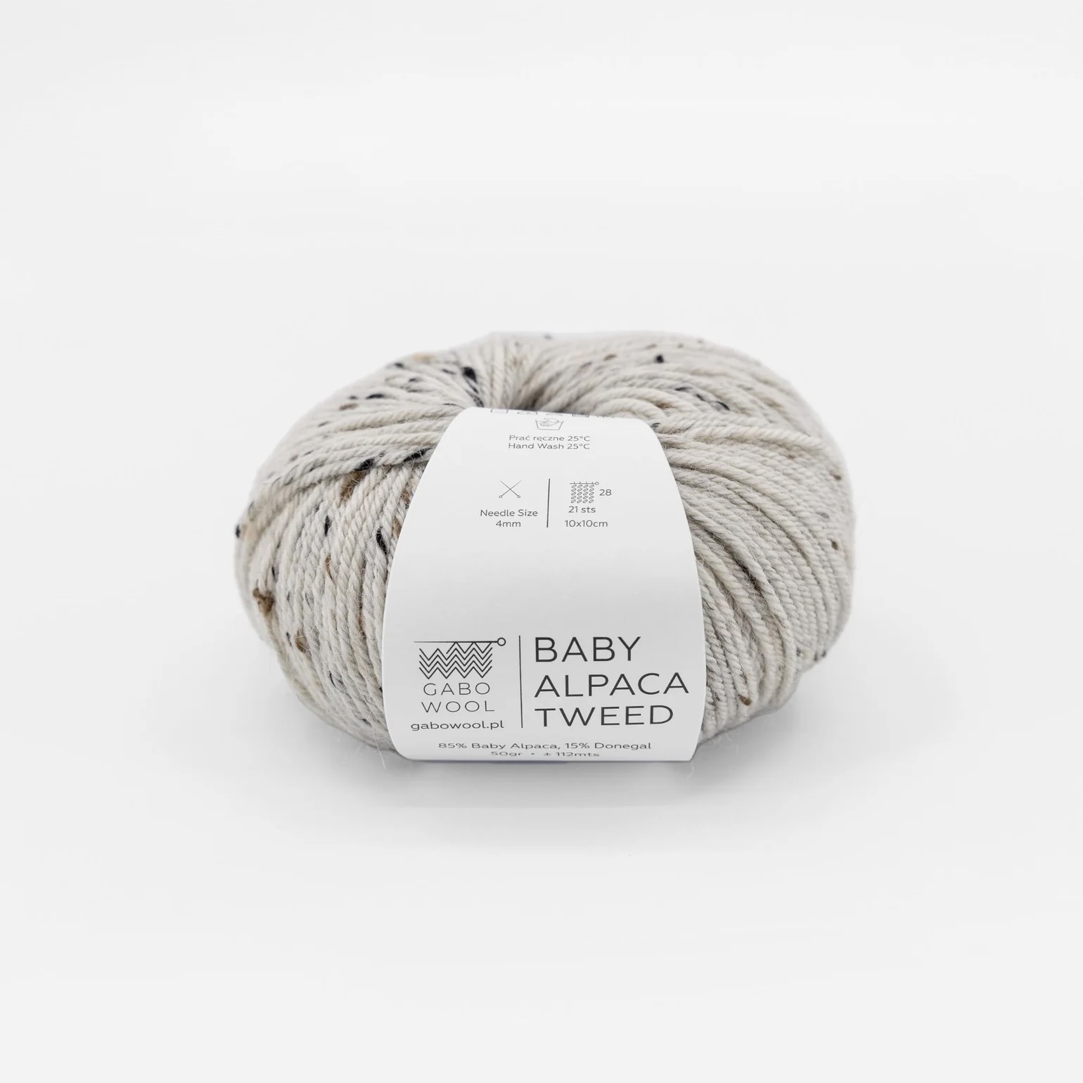 Gabo wool Baby alpacka T100 Natural tweed. Stickwick yarn & design garnbutik i Göteborg.