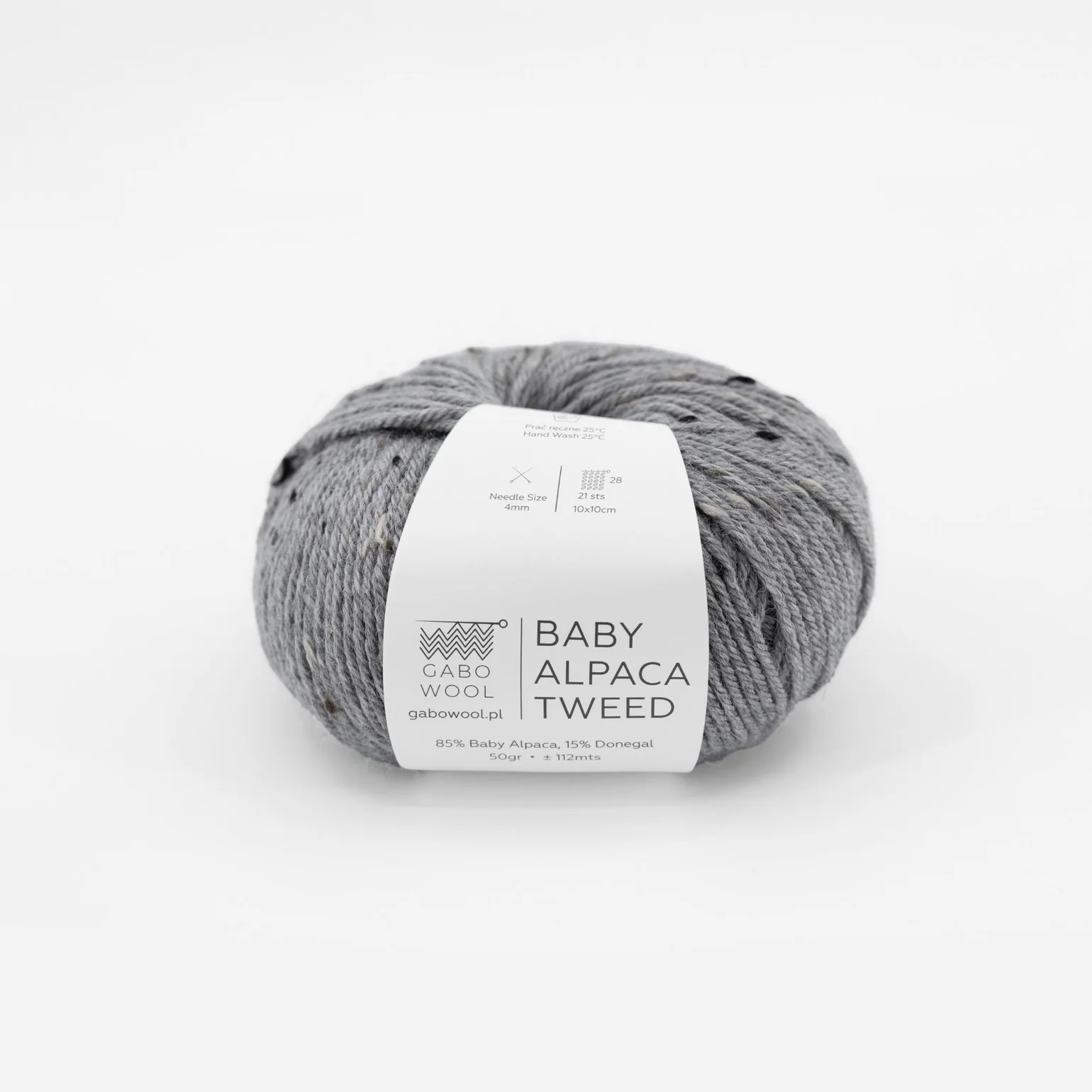 Gabo wool Baby alpacka T401 Ljusgrå tweed. Stickwick yarn & design garnbutik i Göteborg.
