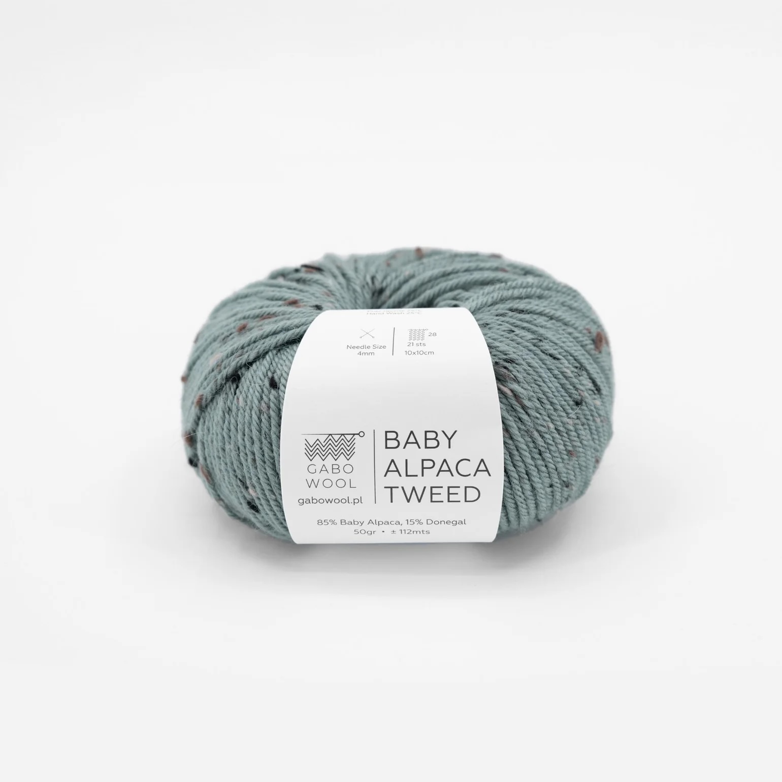 Gabo wool Baby alpacka T1892 Eucalyptus tweed. Stickwick yarn & design garnbutik i Göteborg.
